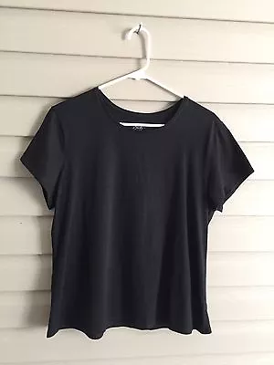 Motto Essentials Women's Large Black Basic Short Sleeve Round Neck Top / Tee QVC • $9