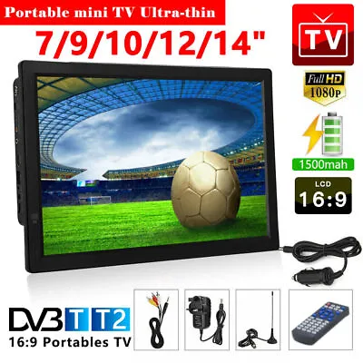 10/12/14inch Portable 1080P HD TV Freeview HDMI Digital Television Player UK • £84.54