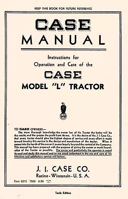 Case L - LA - LAE Tractor Owners Operators Manual • $16.92