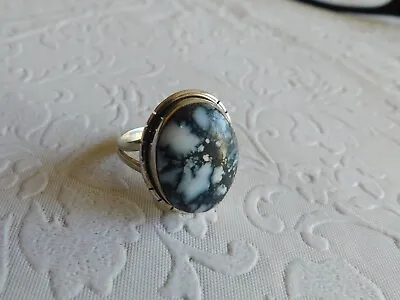VINTAGE BUFFALO TURQUOISE STERLING SILVER NATIVE RING SIZE 9 - 7.9g • $39