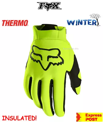 NEW Fox Legion Thermo Dirt Bike Motocross Gloves WINTER Insulated Yellow MX LG • $45