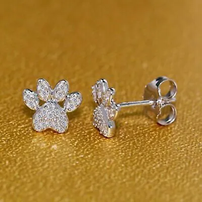 0.20 Ct Simulated Diamond Paw Stud Earrings For Womens 14k White Gold Plated  • $49.50