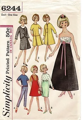 TAMMY 12  Doll Jan Misty CLOTHING Simplicity 6244 Vtg 1965 Craft Sewing Pattern • $6.50