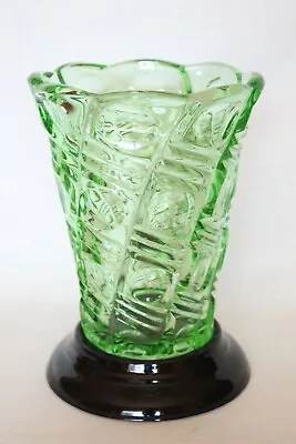 Vintage Green Glass 2 Piece 'Pisa' Vase By VEB Sachsenglas (formerly Walther) • £26.99