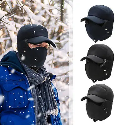 Men Winter Ear Flap Trapper Hat Face Mask Fur Thermal Warm Snow Ski Hat • $14.19