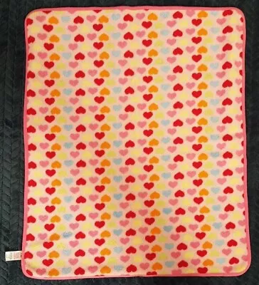 Mothercare Fleece Pram Blanket Pink Hearts Orange Blue Yellow Green Red 60x70cm • £20