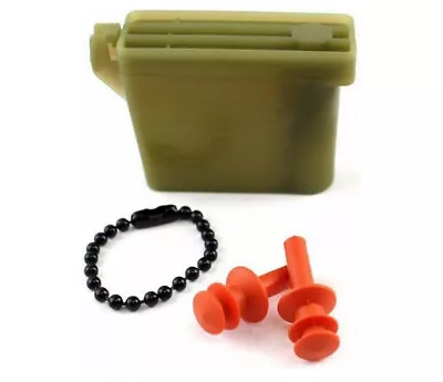 Military Issue Ear Plugs With Case & Chain US Army & Marine Corps Ear Protection • $10.99