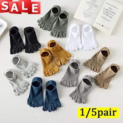 £3.11 • Buy 1/5 Socks Cotton Men's Five Finger Toe Breathe Sports Low Cut Ankle Casual Sock