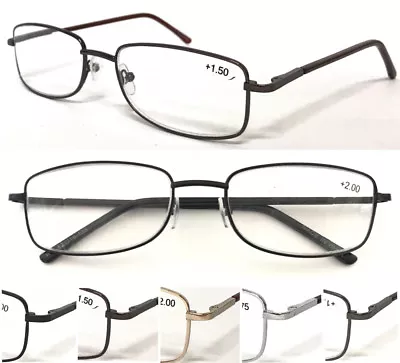 £3.69 • Buy L13 Men's Classic Metal Reading Glasses/Spring Hinges/Comfort Long Arms Cover