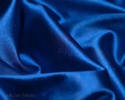 £13.54 • Buy Royal Blue 4 Way Stretch Silky Satin Fabric By Yard Thick Satin