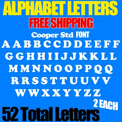 Alphabet Letters Cooper Std Font ALL SIZES  3/4  To 5  FREE SHIP STICKERS Decals • $6.95