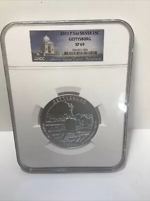 2011 P GETTYSBURG PA America Beautiful  5 Oz Silver SP69  Graded By NGC • $300
