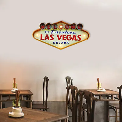 Welcome To Las Vegas Sign LED Metal Vintage Neon Sign Lights For Cafe Bar Decor • $34.20