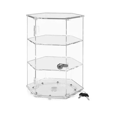 Spinning Acrylic Display Cabinet Clear 24 H Retail Locking Showcase • $95.99