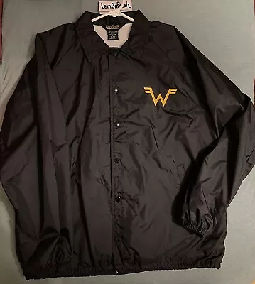 Weezer Vintage Jacket Large Auburn Sportswear Windbreaker Black Circa 2001-2002 • $133