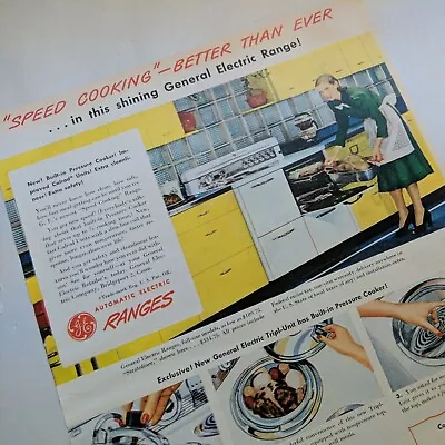 Vintage GENERAL ELECTRIC GE ELECTRIC RANGE EXCLUSIVE TRIPL UNIT1947 Magazine Ad • $12.50