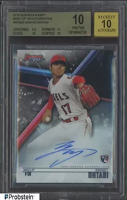 2018 Bowman's Best Shohei Ohtani Angels RC Rookie BGS 10 PRISTINE W/ 10 AUTO • $215.50