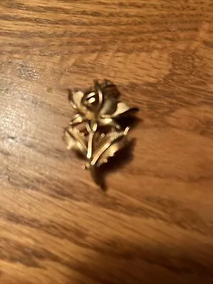 Trifari Signed Vintage Gold Tone Flower & Leaf Brooch • $16.50