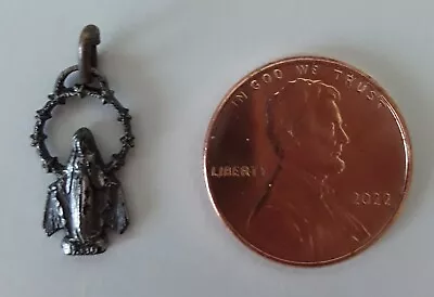 Vintage Miraculous Mary Silver Tone Religious Medal Unique & Petite • $7.99