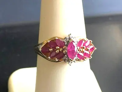 $353.03 • Buy Yellow Gold Ruby And Diamond Ring Size 7