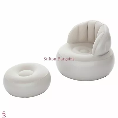 £24.99 • Buy Tesco Inflatable Grey Lounge Chair & Footstool - BNIB - Indoor/Outdoor