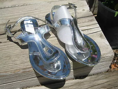 NEW LADIES Silver Summer Beach Retro Jellies Jelly  Sandal Women Size  7 • $8.99