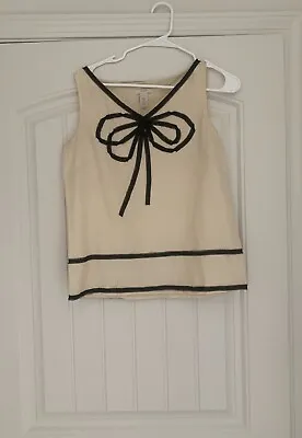 Jcrew Cream Blouse With Black Bow Size Small • $16.80