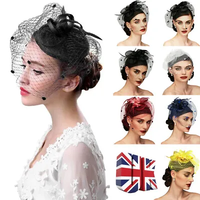 £9.99 • Buy Women Ladies Fascinator Hat With Veil Wedding Hat Party Hat Pillbox Hat Bowler
