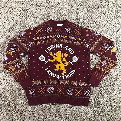 $27.99 • Buy NEW Game Of Thrones Men Sz L Ugly Christmas Sweater Tyrion Lannister Red Humor