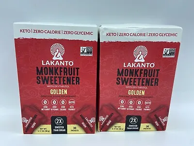 2 BOXES - Lakanto Monkfruit Sweetner Golden Raw Sugar Replacement 30ct Packets • $15.99