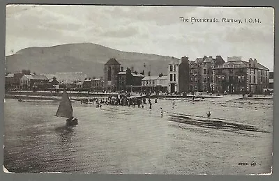 Vintage Postcard The Promenade Ramsey Isle Of Man. Pmk Laxey 1913 • £2.50