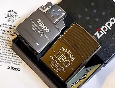 ZIPPO JACK DANIELS 150th ANNIVERSARY ARMOR BLACK ICE 2016 Butane Insert Double • $171.27