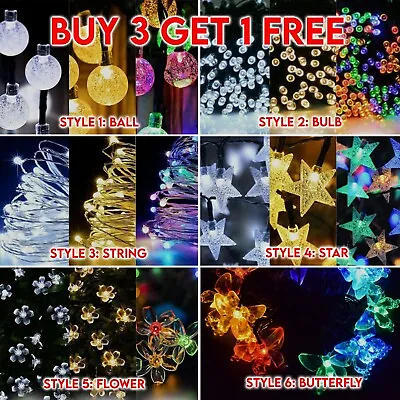 £4.39 • Buy 20-300 LED Solar Power Lights String Fairy Outdoor Garden Waterproof Party Light