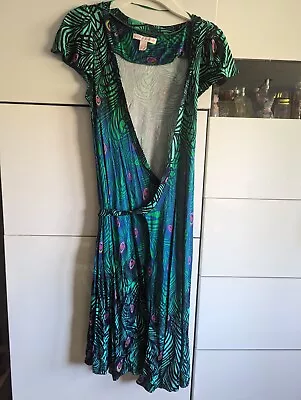 Matthew Williamson For H&M Peacock Print Wrap Dress Size Small  • $49.33