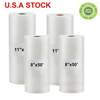 $37.84 • Buy 4 Rolls Food Vacuum Sealer Bags 8 X50' & 11 X50' Vaccum Saver Storage Seal Bag