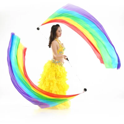 £20.48 • Buy Belly Dance Silk Veil Poi Throw Balls Dancing Accessories Rainbow