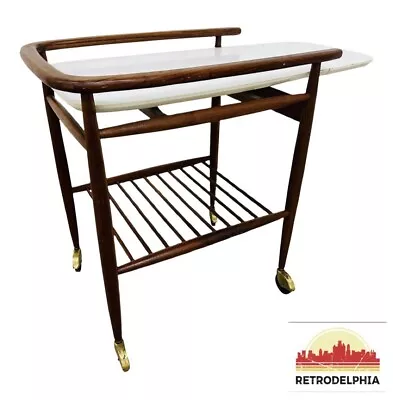 Mid-Century Modern Arthur Umanoff Walnut Bar Cart • $1495