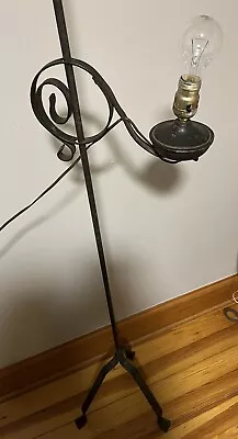 Antique Arts & Crafts Mission Monterey Style Wrought Iron Floor Lamp 3 Foot 62” • $245