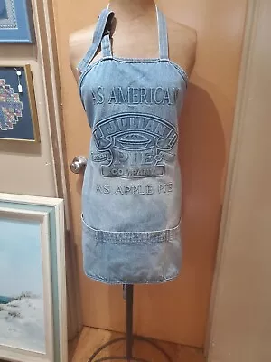 Vintage 1980's Julian Pie Denim Embossed Apron Made In USA • $34.99