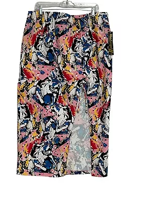 Like An Angel Skirt Women's 3X Multicolor Straight Maxi With Slit NEW • $24.04