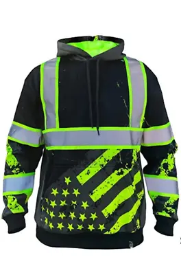 Hi-Viz Reflective Patriotic American Flag Pullover Hoodie Various Sizes! • $44.95