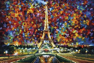 Eiffel Tower Paris - Art Poster (Art By Leonid Afremov) (Size: 36  X 24 ) • $12.99