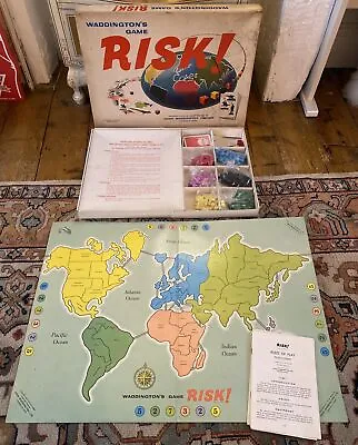 Vintage Risk! Game John Waddingtons 1960s White Box Complete Good Condition • £9.99