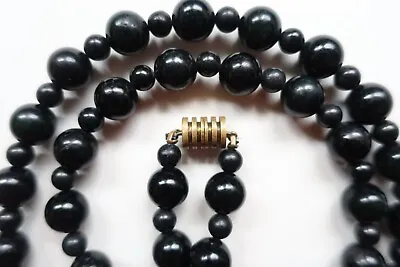 Wonderful Antique JET Mourning  Bead Necklace Victorian 24 Inches 71.2 Grams. • $85