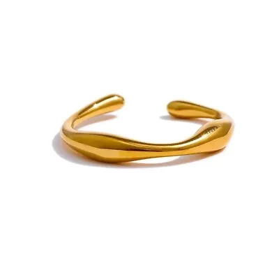 Vintage 18k Yellow Golden Curved Wave Adjustable Men Antique Ring Solid Women • $13.51