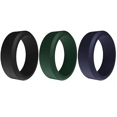 3pcs Men Silicone Wedding Engagement Ring 8MM Flexible Rubber Band For Gym Sport • $11.99