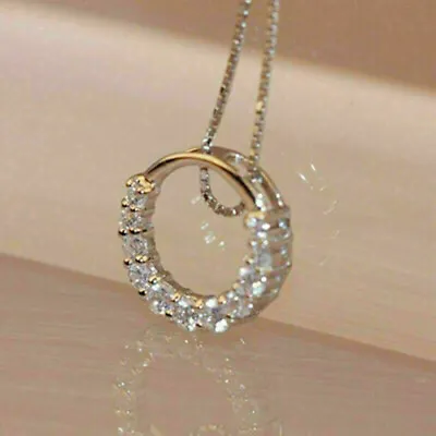 2Ct Round Cut VVS1 Diamond Women's Circle Pendant 14K White Gold Finish • $36