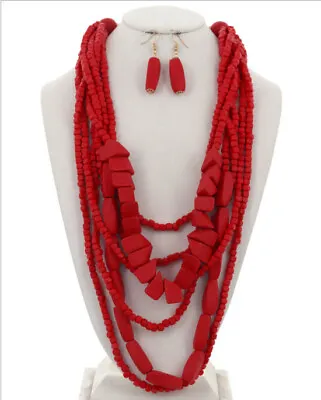 MARNI H&M Multi Strand Wood Necklace & Earring Set • $35.99