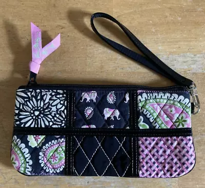 VERA BRADLEY Wristlet Purse POUCH Pink Black Green Paisley Elephant Quilted • $11.99