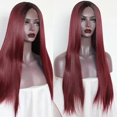 Stylish Ombre Burgundy Wig High Temperature Synthetic Fiber No Tangles • £15.14